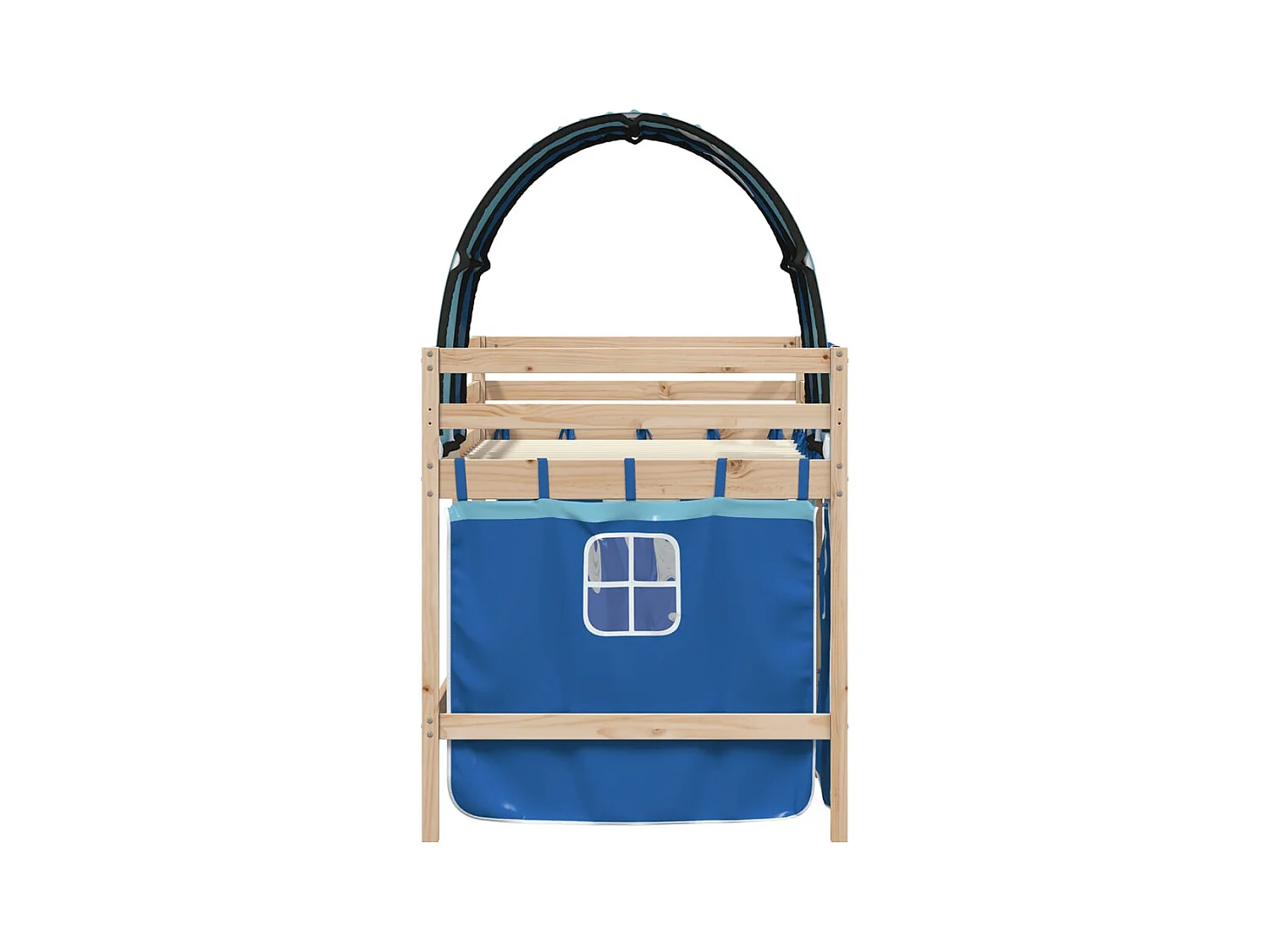 Lit mezzanine enfants avec tunnel bleu 80x200cm bois pin massif FR10393