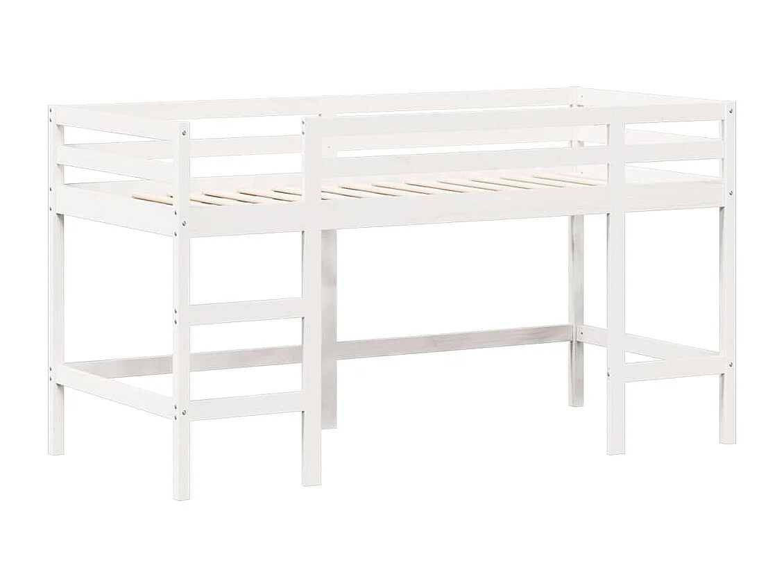 Lit mezzanine et échelle et toit blanc 80x200cm bois pin massif FR70419