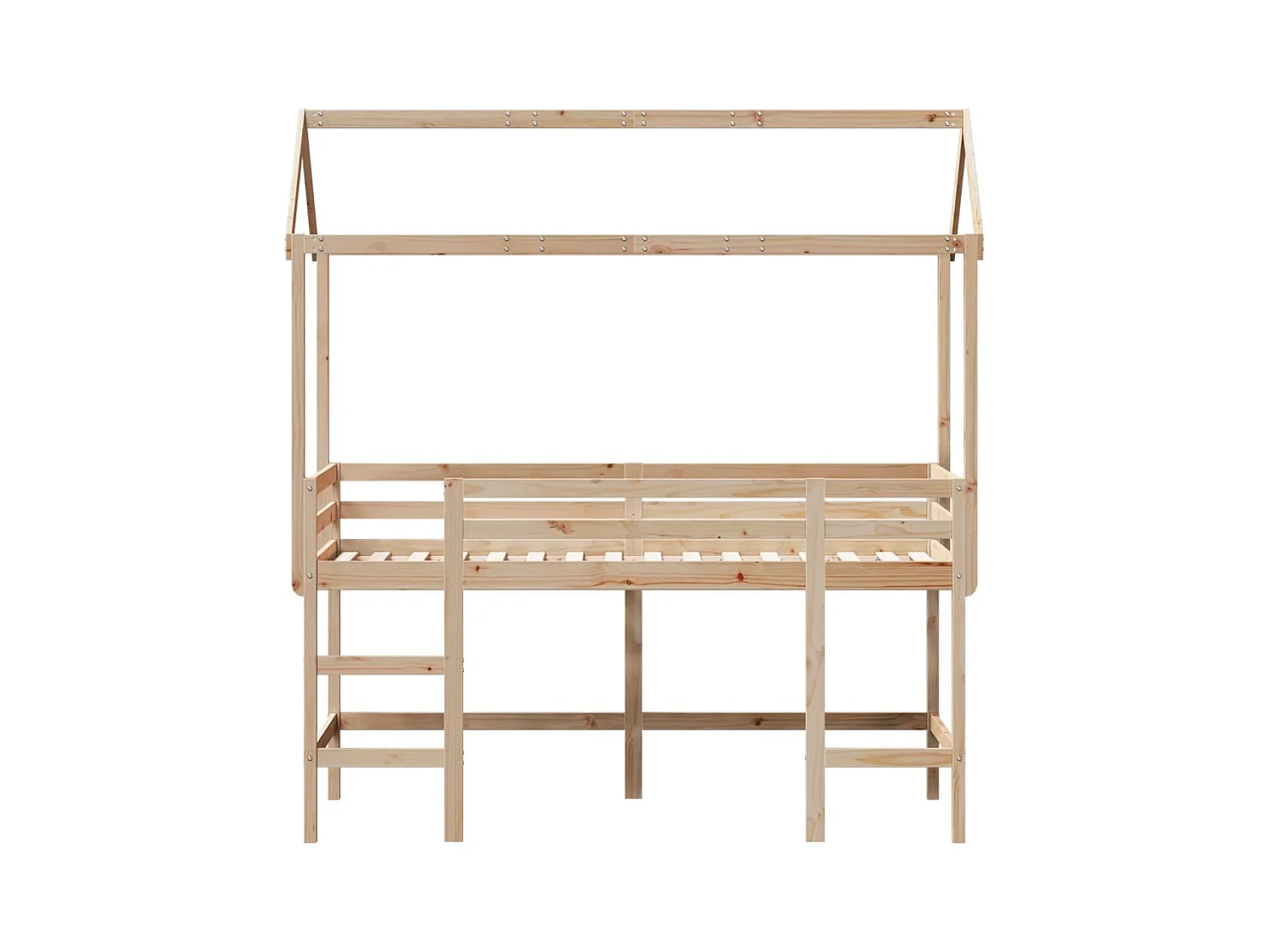 Lit mezzanine et échelle et toit 90x190 cm bois de pin massif FR26332
