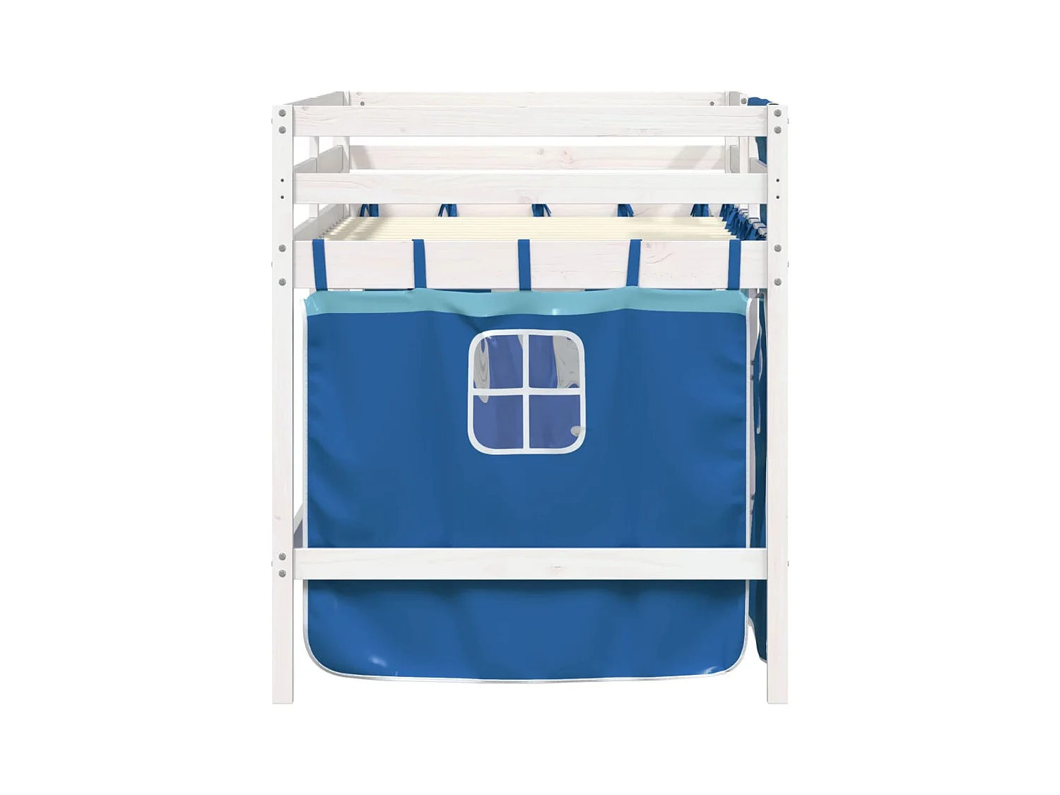 Lit mezzanine enfants et rideaux bleu 80x200cm bois pin massif FR61817