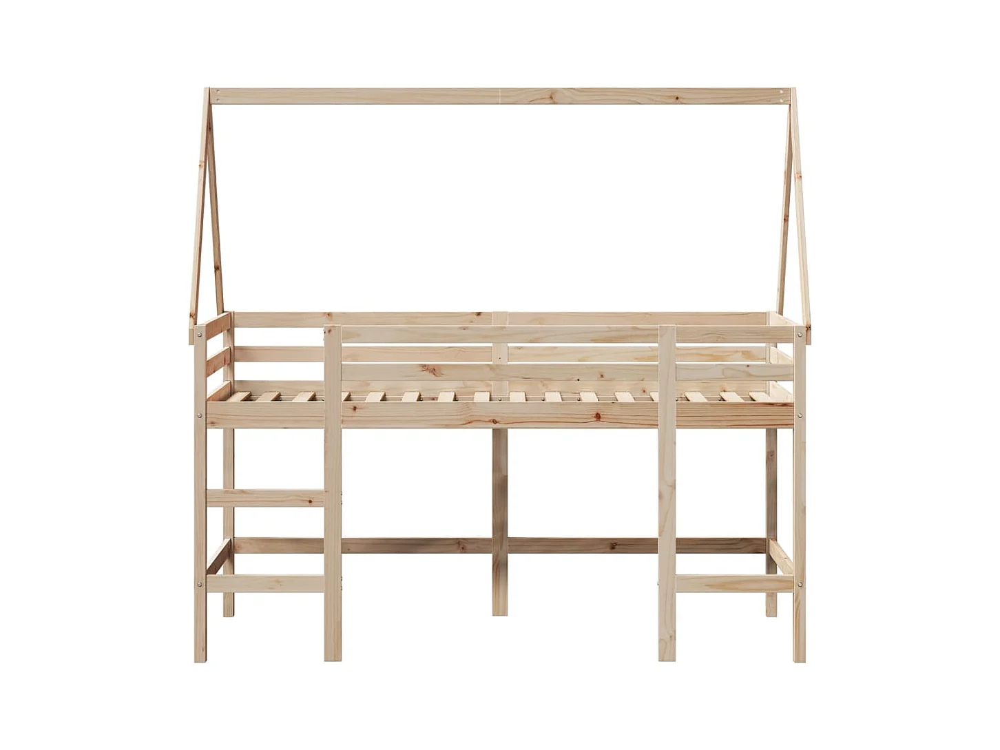 Lit mezzanine et échelle et toit 90x190 cm bois de pin massif FR60220