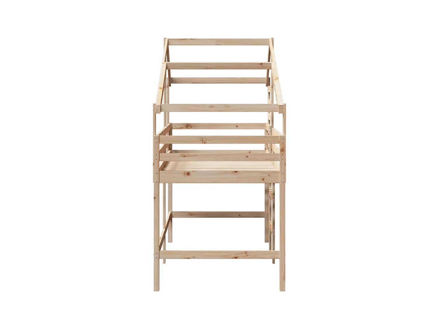 Lit mezzanine et échelle et toit 90x200 cm bois de pin massif FR50994