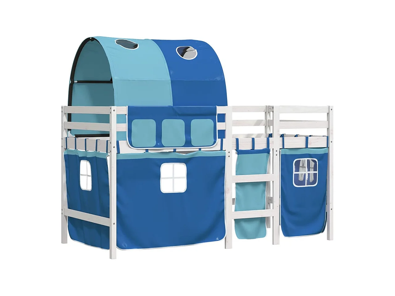 Lit mezzanine enfants avec tunnel bleu 80x200cm bois pin massif FR67171