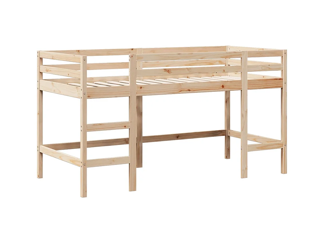 Lit mezzanine et échelle et toit 90x200 cm bois de pin massif FR19265