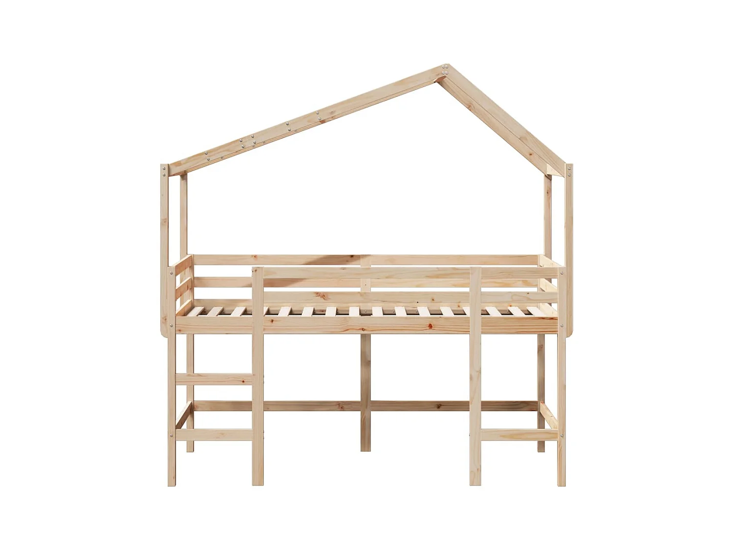 Lit mezzanine et échelle et toit 90x200 cm bois de pin massif FR19265