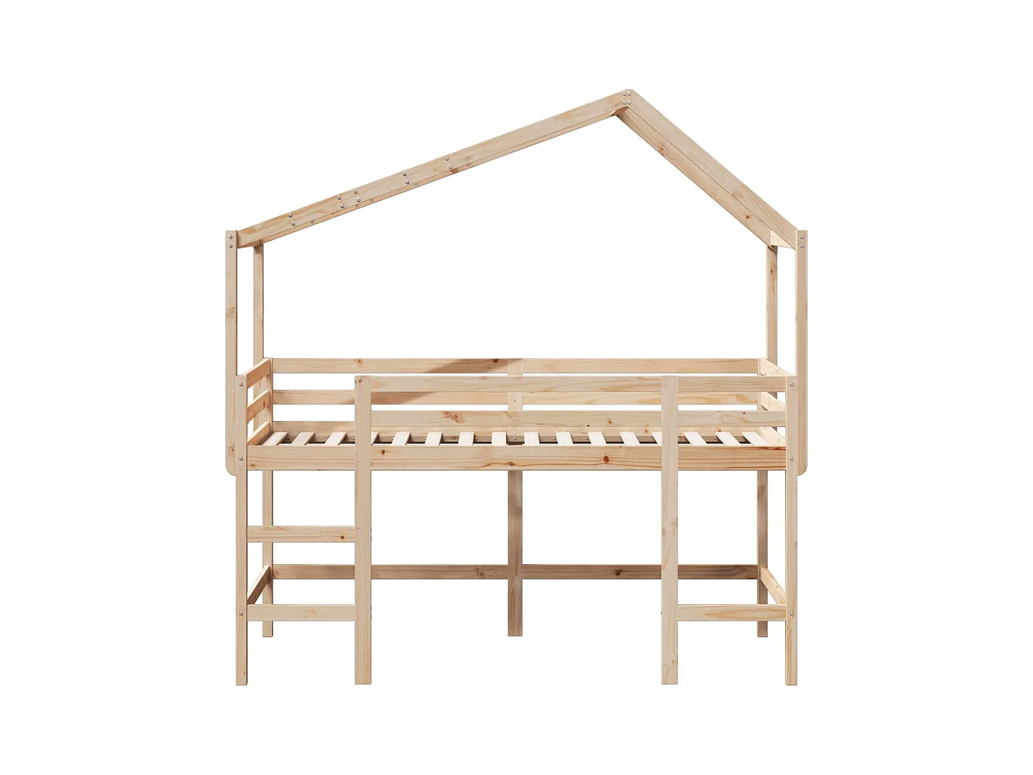 Lit mezzanine et échelle et toit 90x190 cm bois de pin massif FR15423