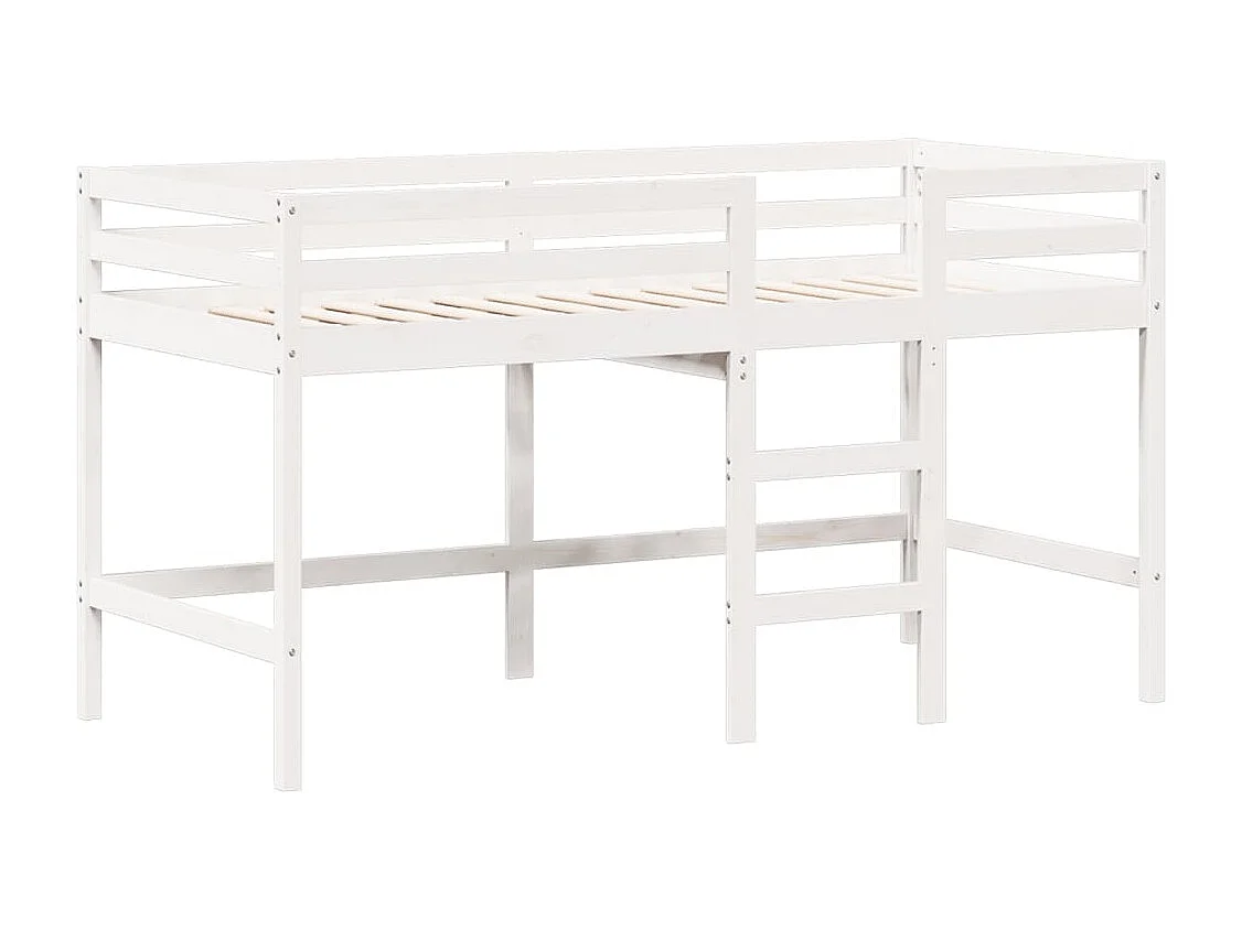 Lit mezzanine et échelle et toit blanc 90x190cm bois pin massif FR15912