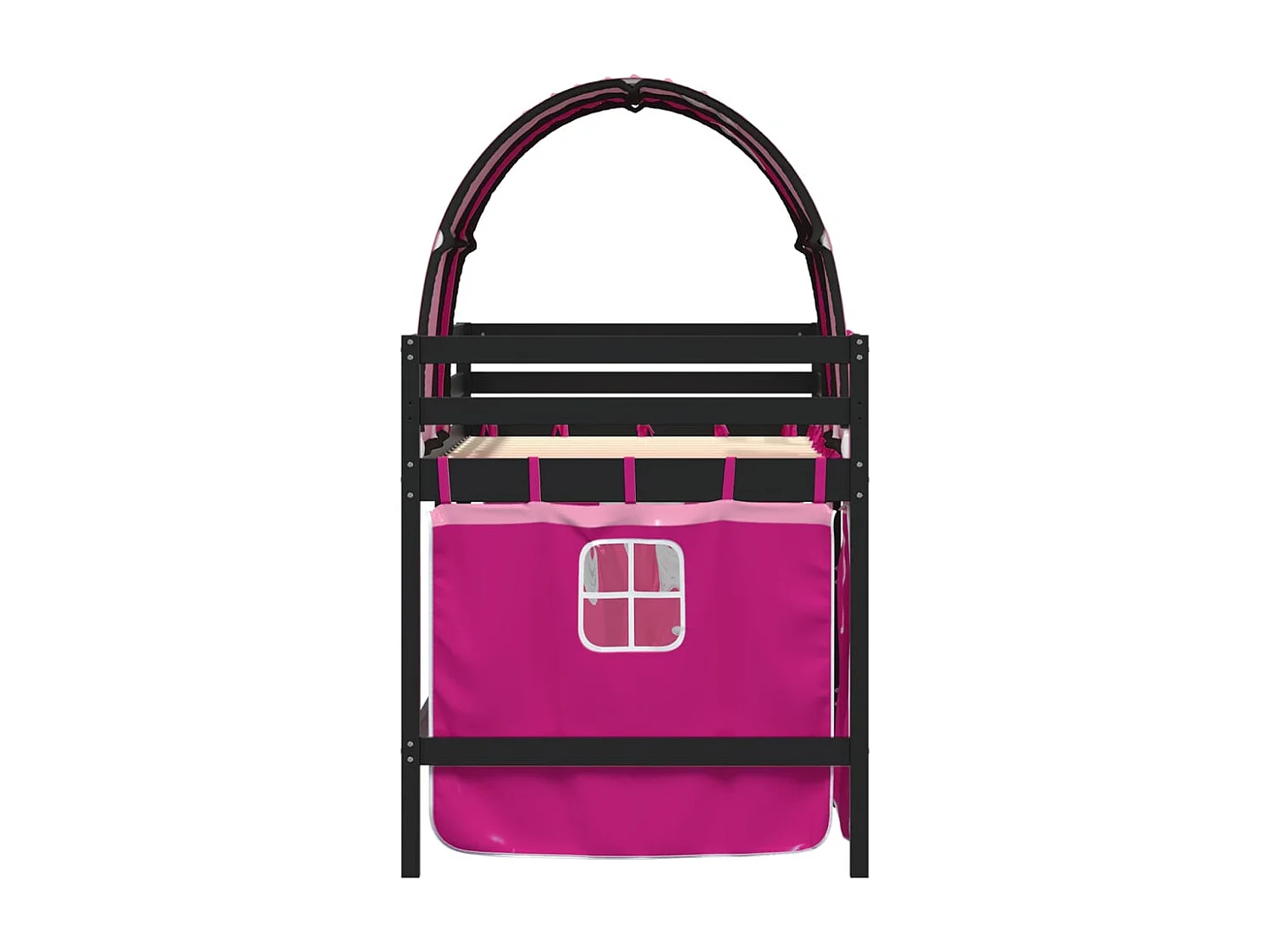 Kinderhoogslaper met tunnel 90x200 cm massief grenenhout roze BE147190