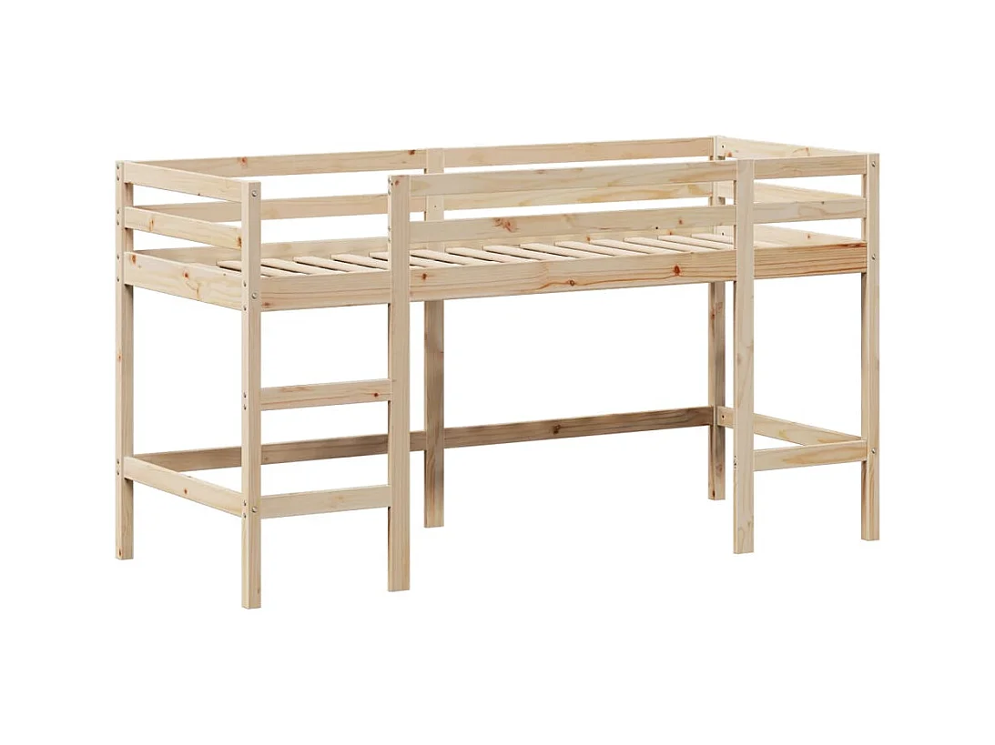 Lit mezzanine et échelle et toit 90x200 cm bois de pin massif FR88344