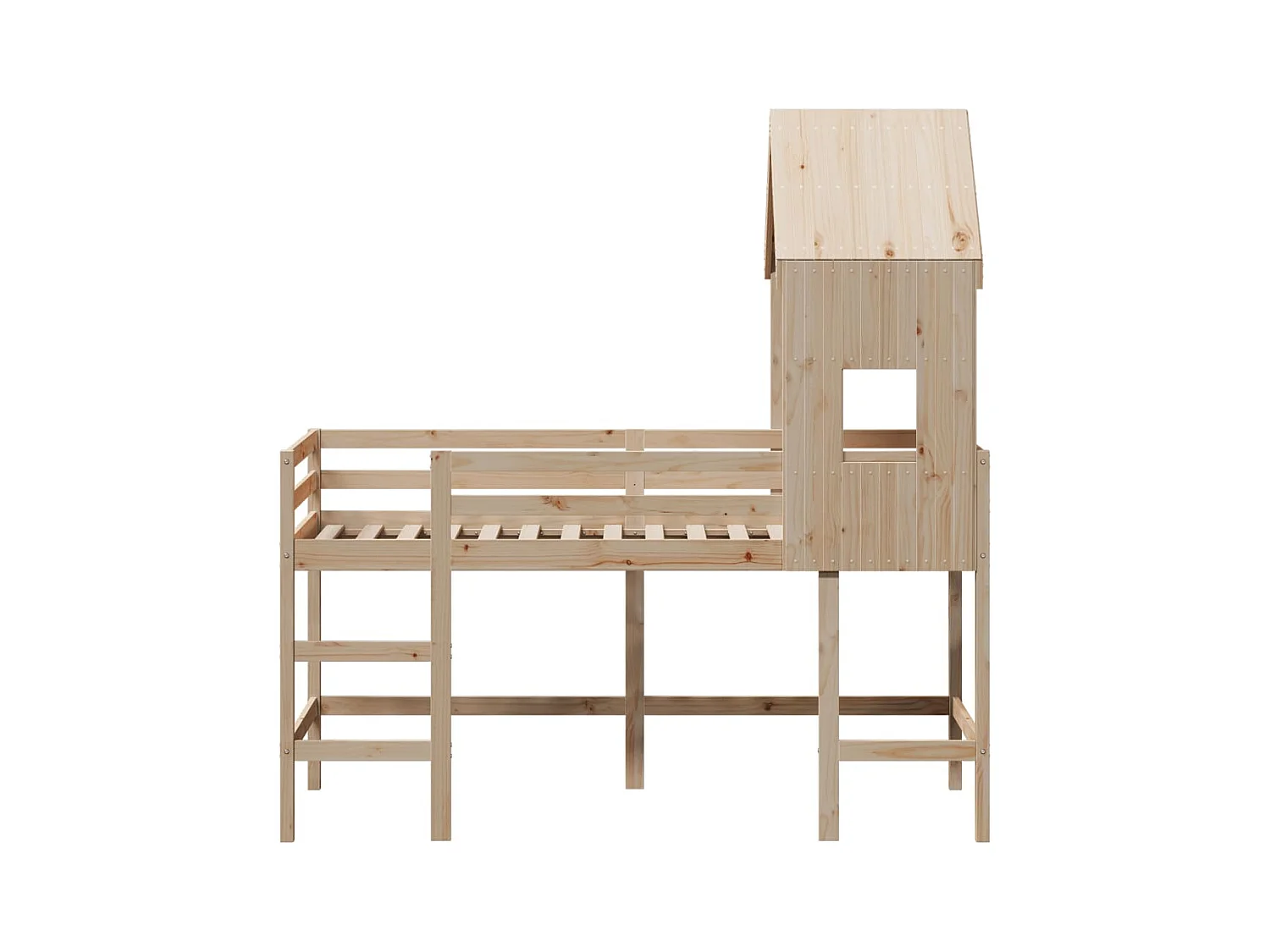 Lit mezzanine et échelle et toit 90x200 cm bois de pin massif FR88344