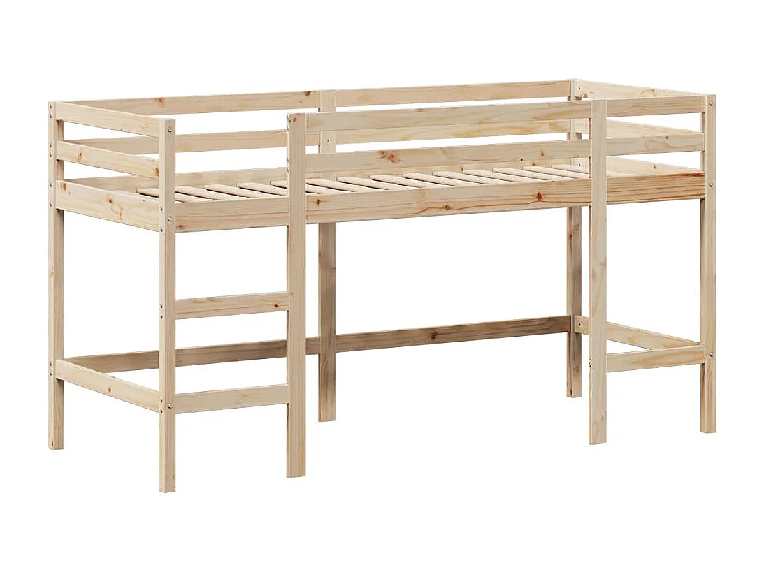 Lit mezzanine et échelle et toit 90x200 cm bois de pin massif FR88344
