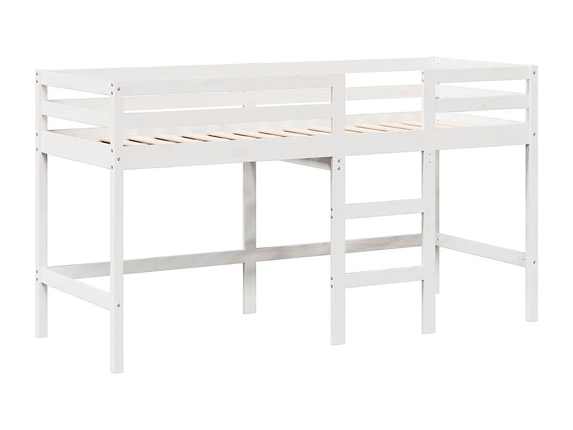 Lit mezzanine et échelle et toit blanc 90x190cm bois pin massif FR15553