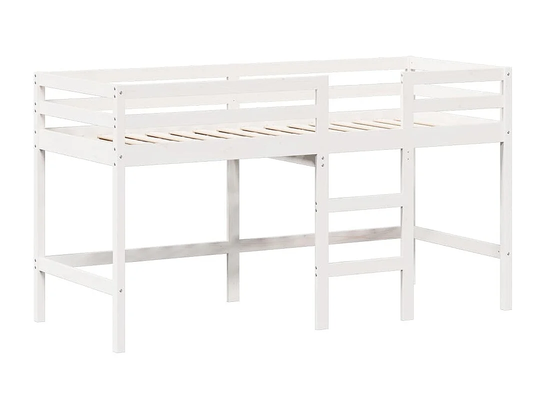 Lit mezzanine et échelle et toit blanc 90x190cm bois pin massif FR93081