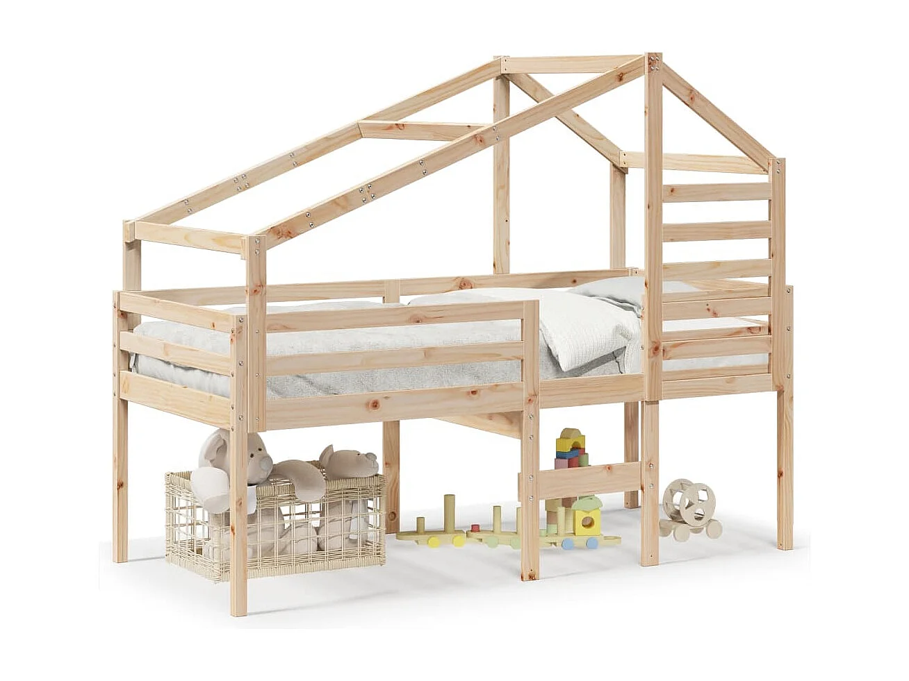 Lit haut avec toit 80x200 cm bois de pin massif FR49042