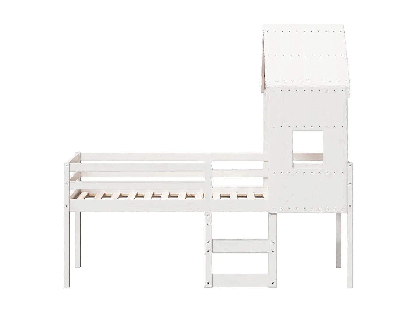 Lit haut avec toit blanc 90x200 cm bois de pin massif FR91377