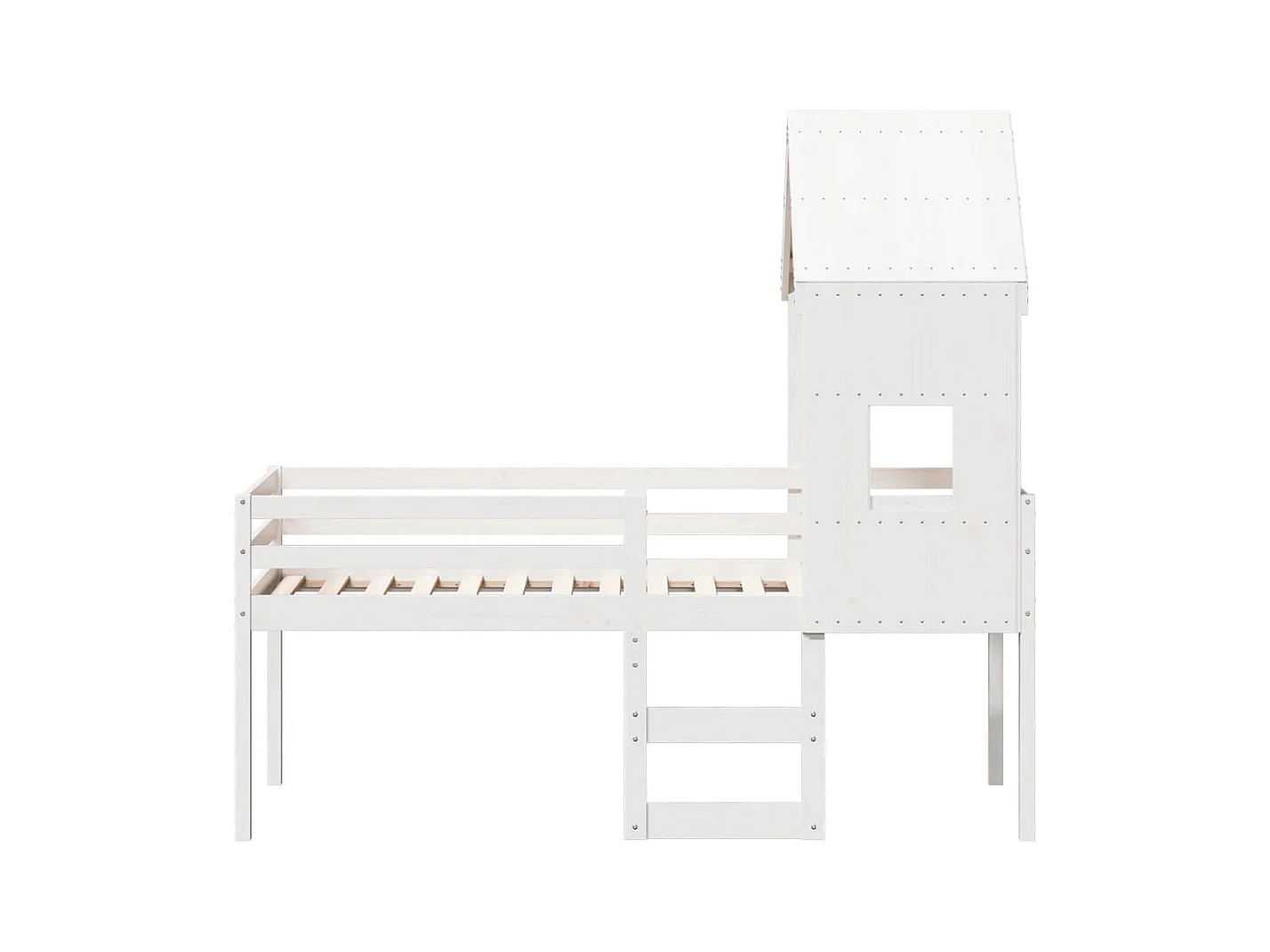 Lit haut avec toit blanc 90x200 cm bois de pin massif FR91377