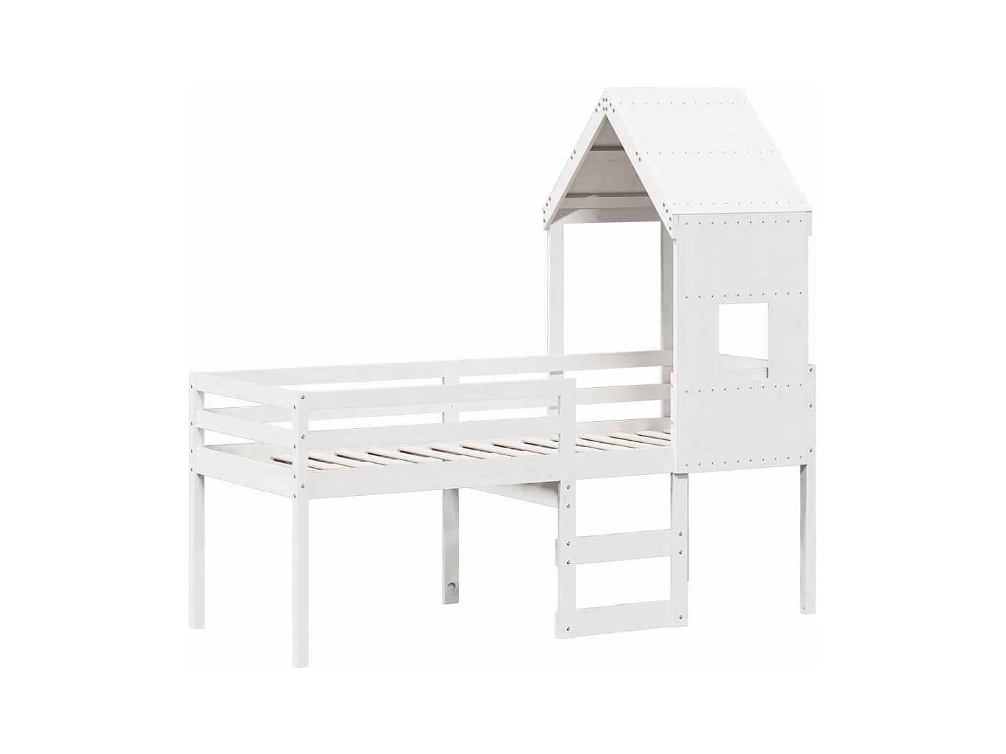 Lit haut avec toit blanc 90x200 cm bois de pin massif FR91377