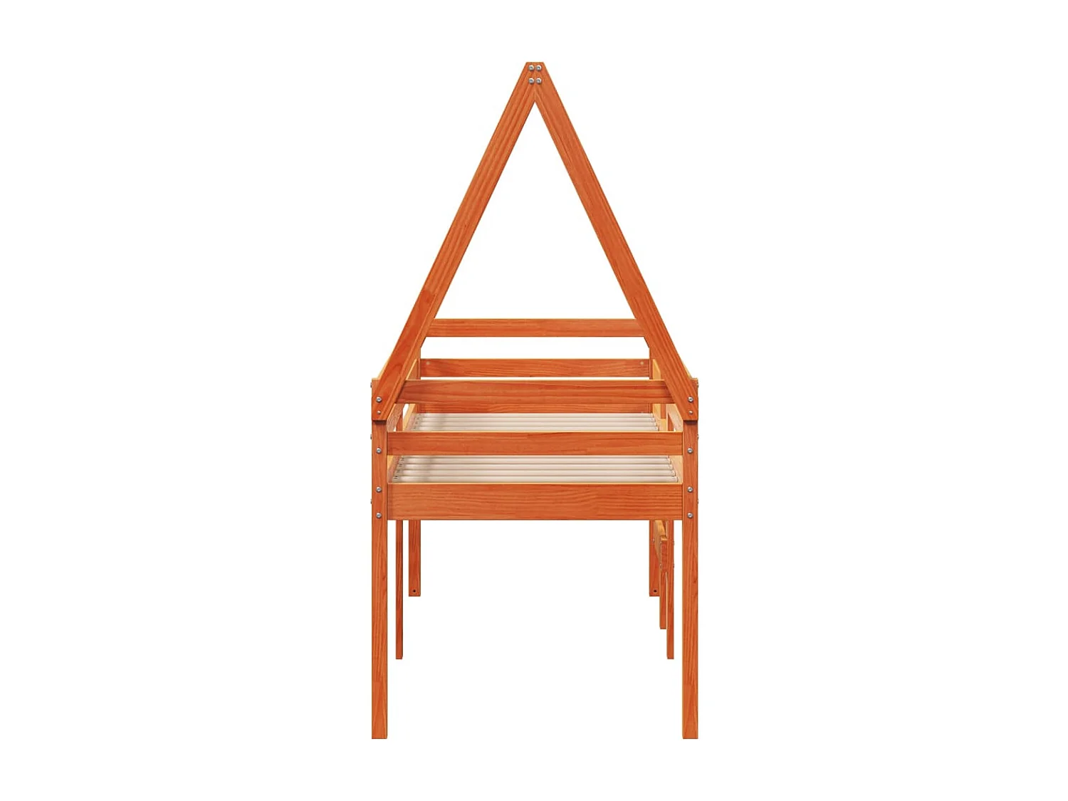 Lit haut avec toit cire marron 90x200 cm bois de pin massif FR19074