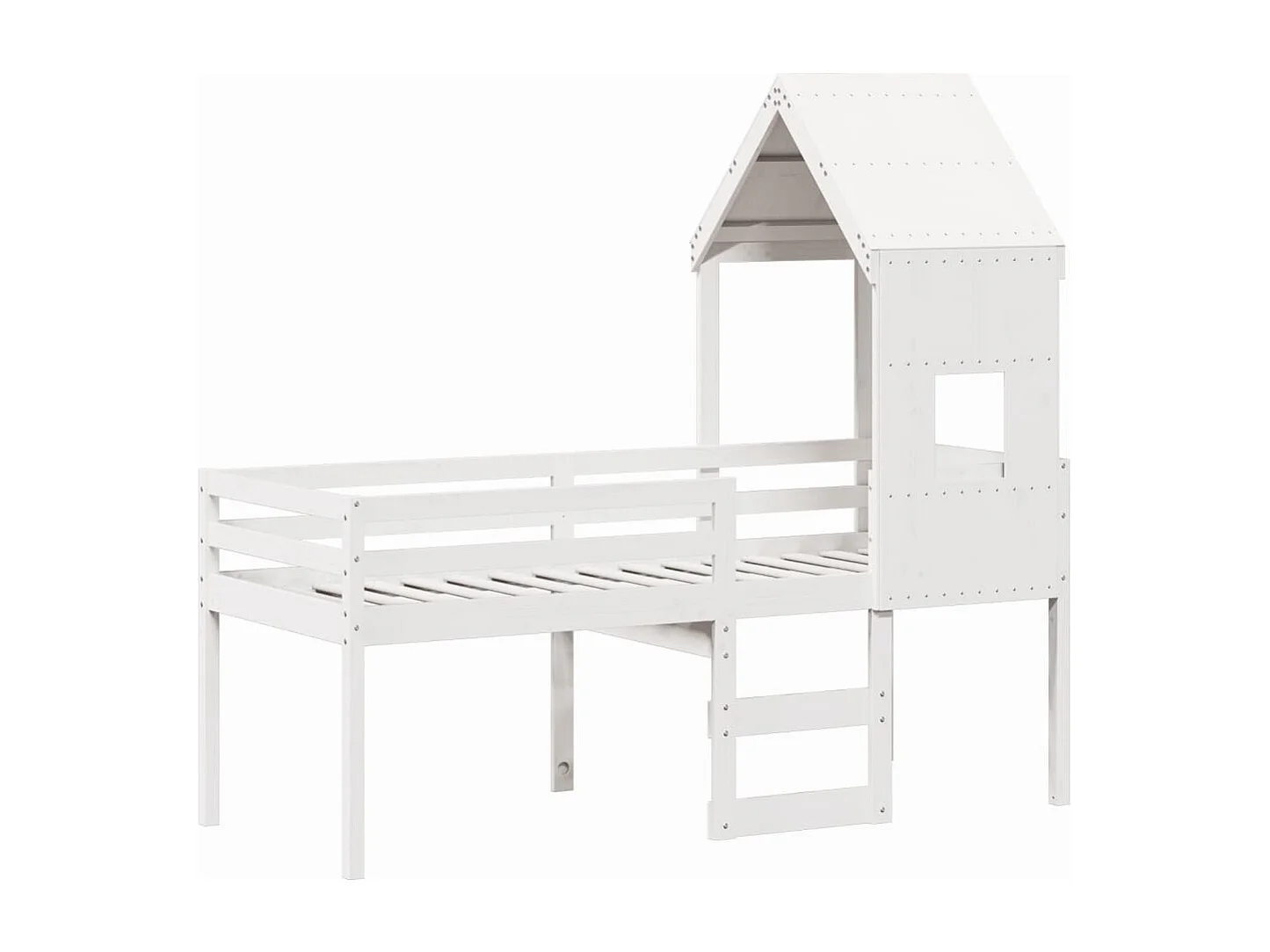 Lit haut avec toit blanc 80x200 cm bois de pin massif FR46651