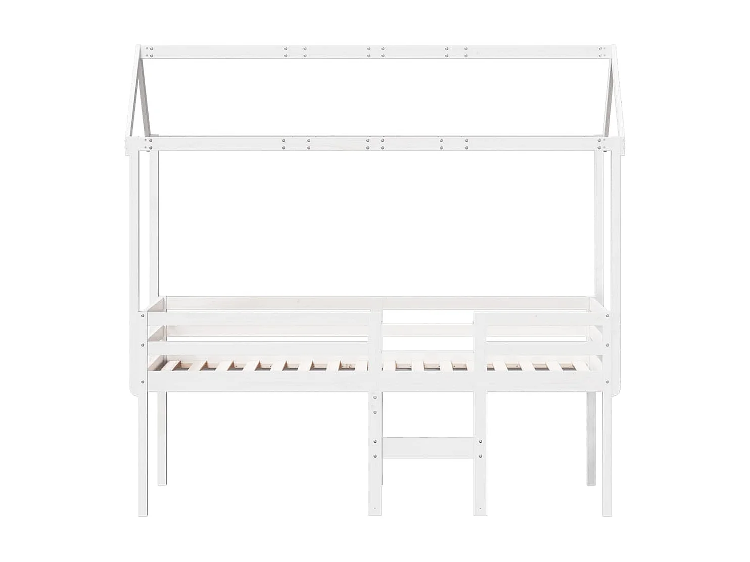 Cama alta con techo madera maciza pino blanca 75x190 cm ES896552