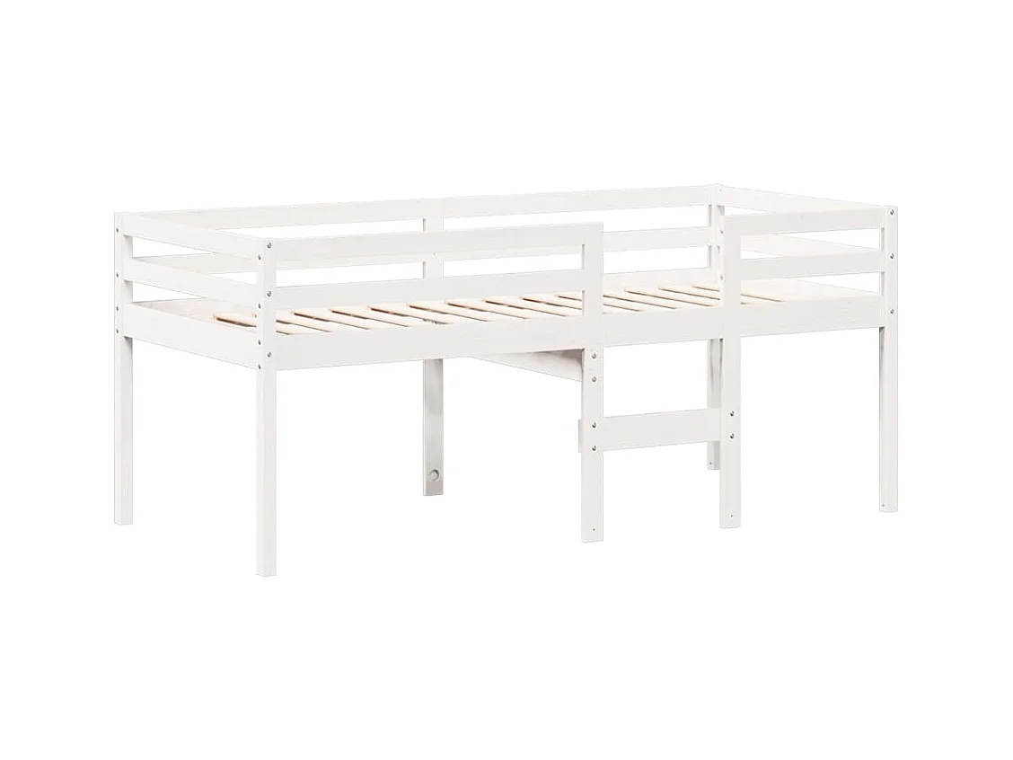 Lit haut avec toit blanc 90x200 cm bois de pin massif FR59182