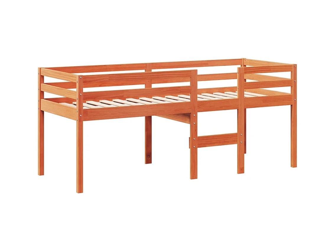 Lit haut avec toit cire marron 75x190 cm bois de pin massif FR56409