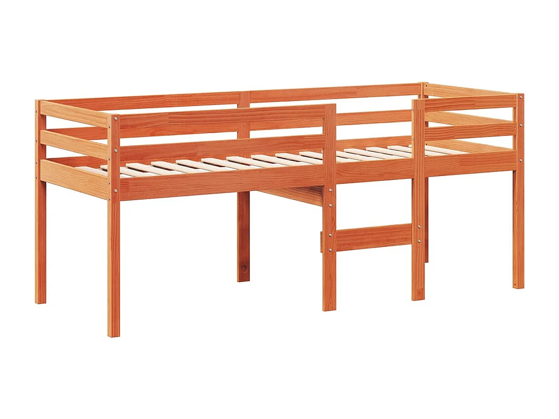 Cama alta com telhado 75x190 cm pinho maciço castanho-mel PT124389