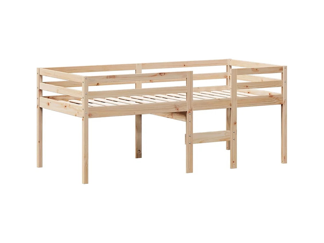 Cama alta con techo madera maciza de pino 80x200 cm ES390428