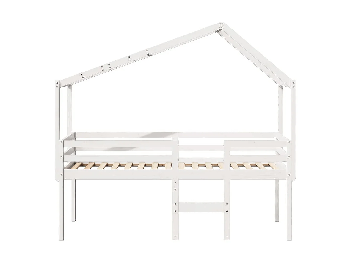 Lit haut avec toit blanc 90x200 cm bois de pin massif FR79190