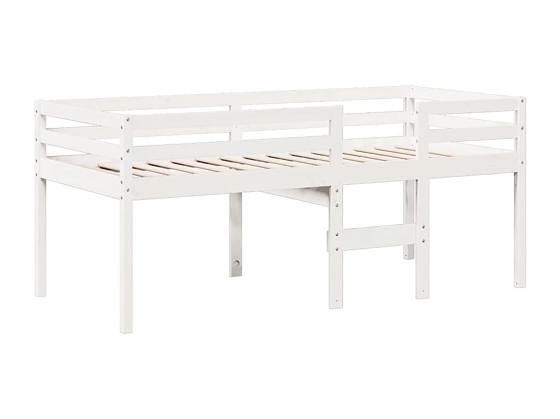 Lit haut avec toit blanc 90x200 cm bois de pin massif FR79190