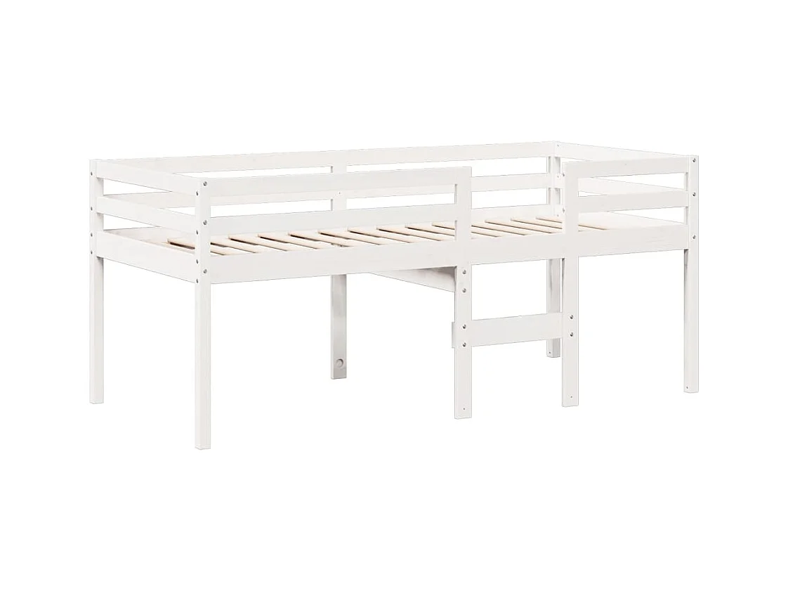 Lit haut avec toit blanc 90x200 cm bois de pin massif FR79190