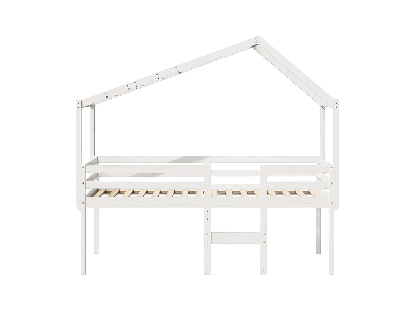 Lit haut avec toit blanc 90x200 cm bois de pin massif FR79190