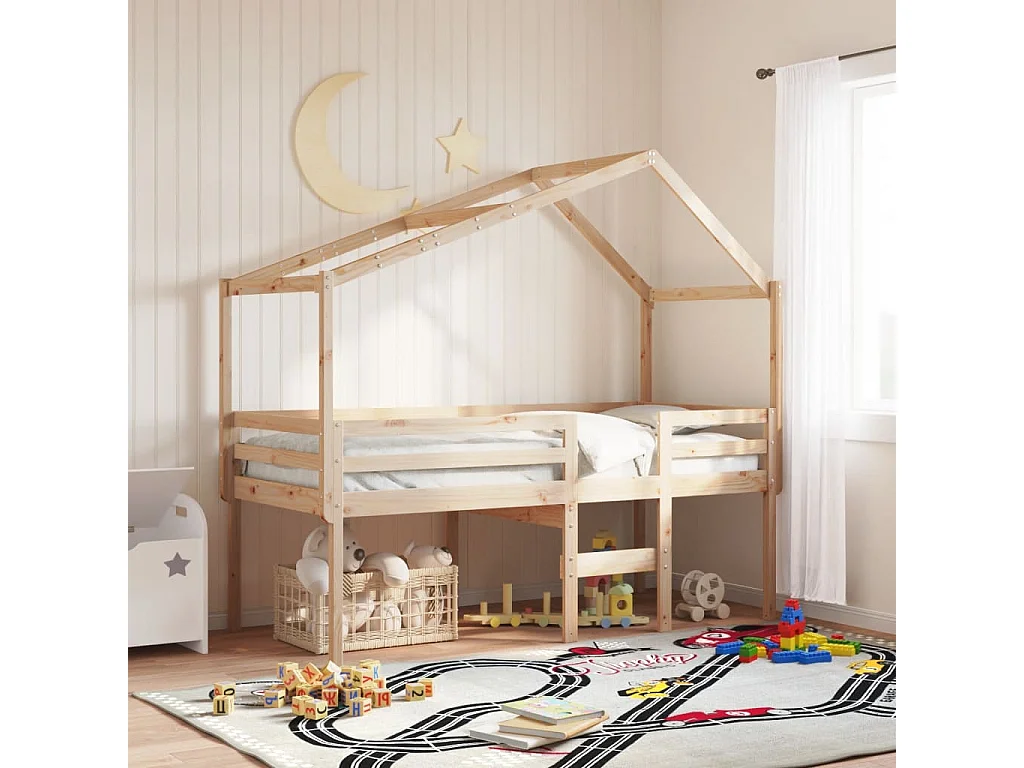 Lit haut avec toit 80x200 cm bois de pin massif FR46601