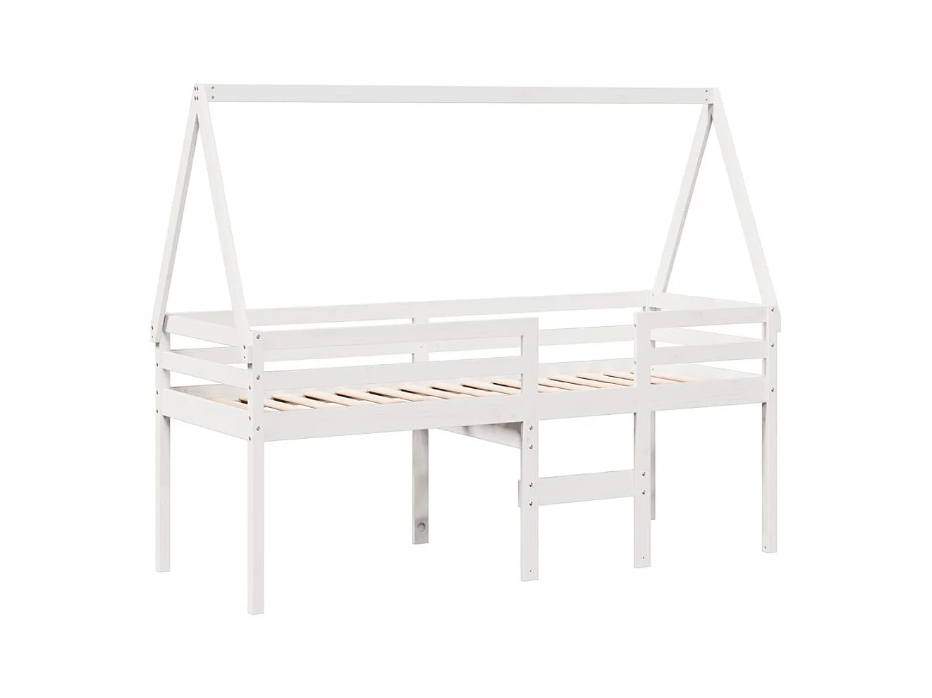 Lit haut avec toit blanc 90x200 cm bois de pin massif FR27737