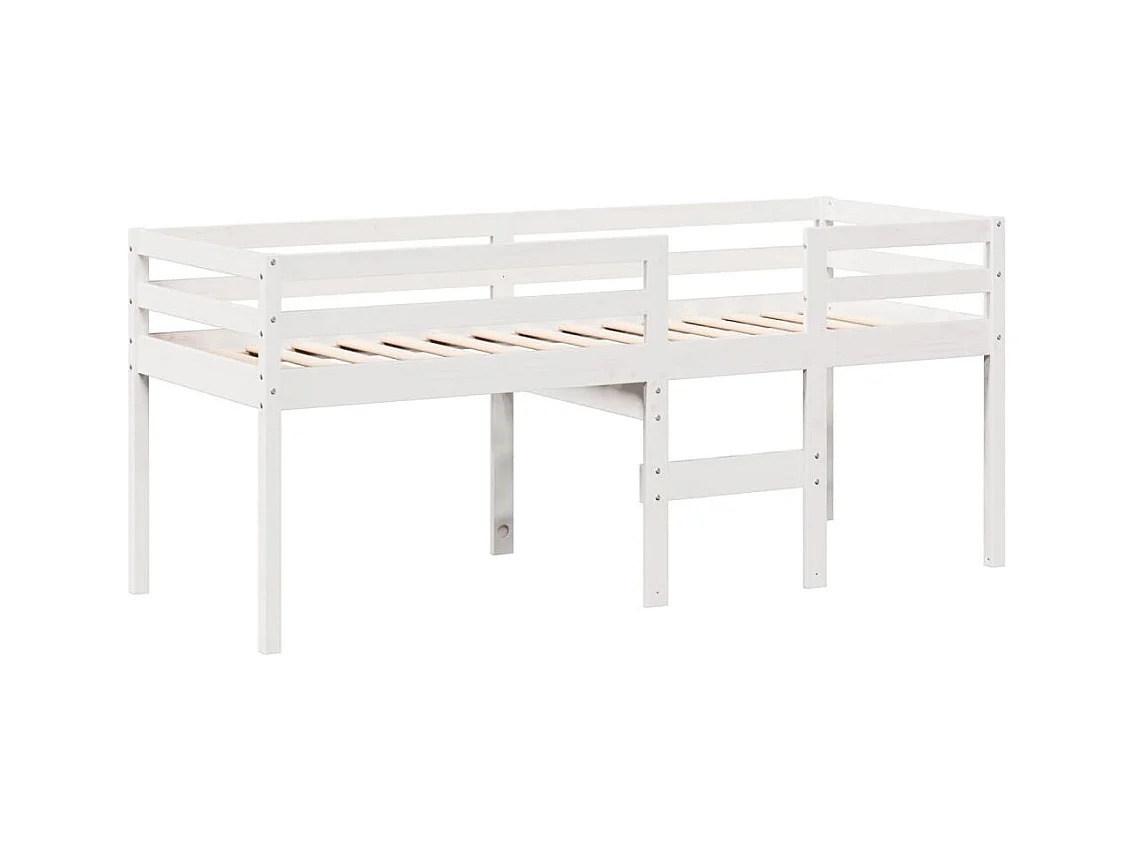 Cama alta con techo madera maciza de pino blanco 80x200 cm ES300094