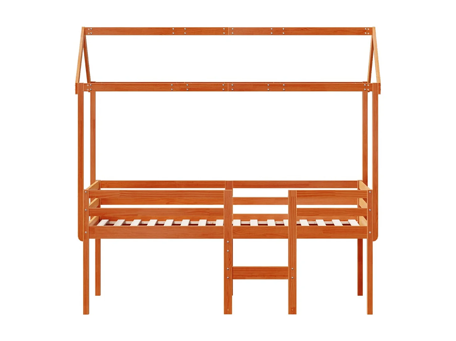 Lit haut avec toit cire marron 90x190 cm bois de pin massif FR20379