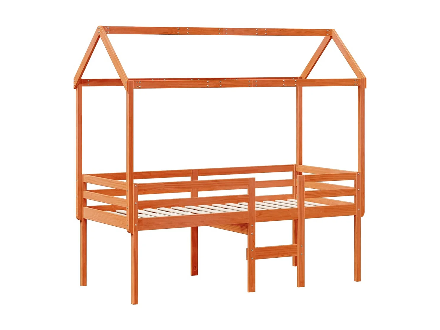 Cama alta com telhado 90x190 cm pinho maciço castanho-mel PT111394