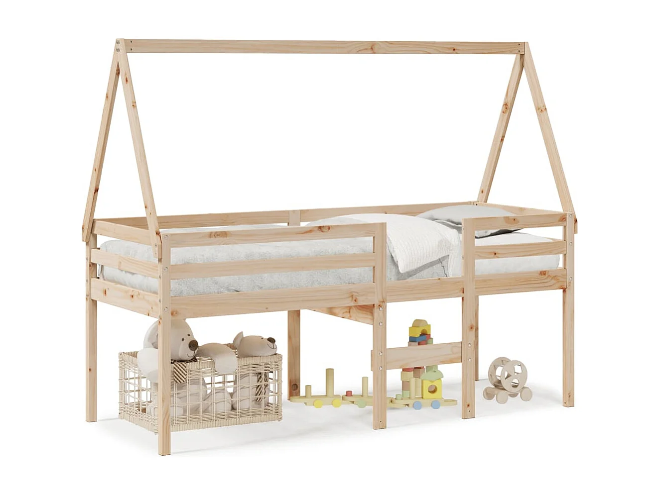 Lit haut avec toit 80x200 cm bois de pin massif FR85580