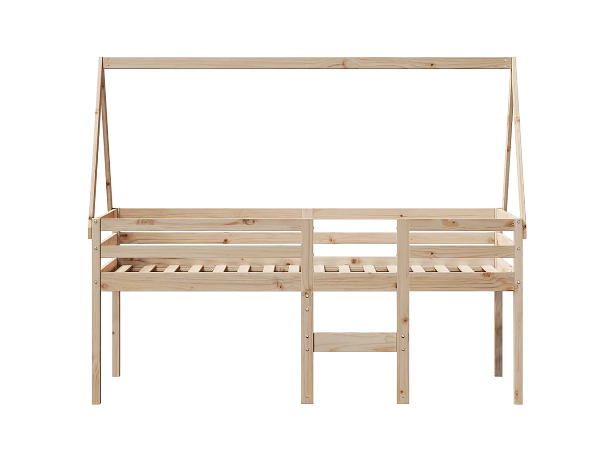 Cama alta con techo madera maciza de pino 80x200 cm ES150305