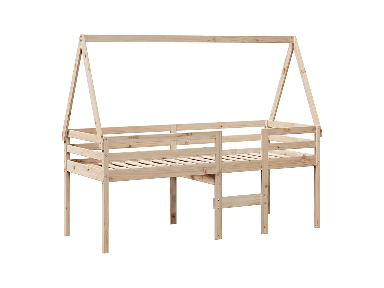 Cama alta con techo madera maciza de pino 80x200 cm ES150305