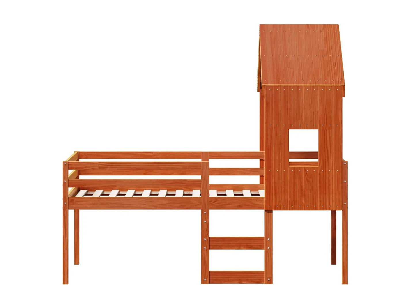 Cama alta com telhado 90x200 cm pinho maciço castanho-mel PT511186