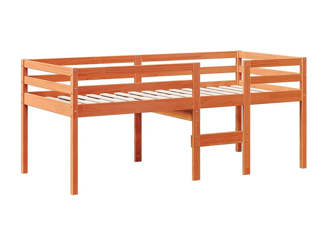 Lit haut avec toit cire marron 75x190 cm bois de pin massif FR87619