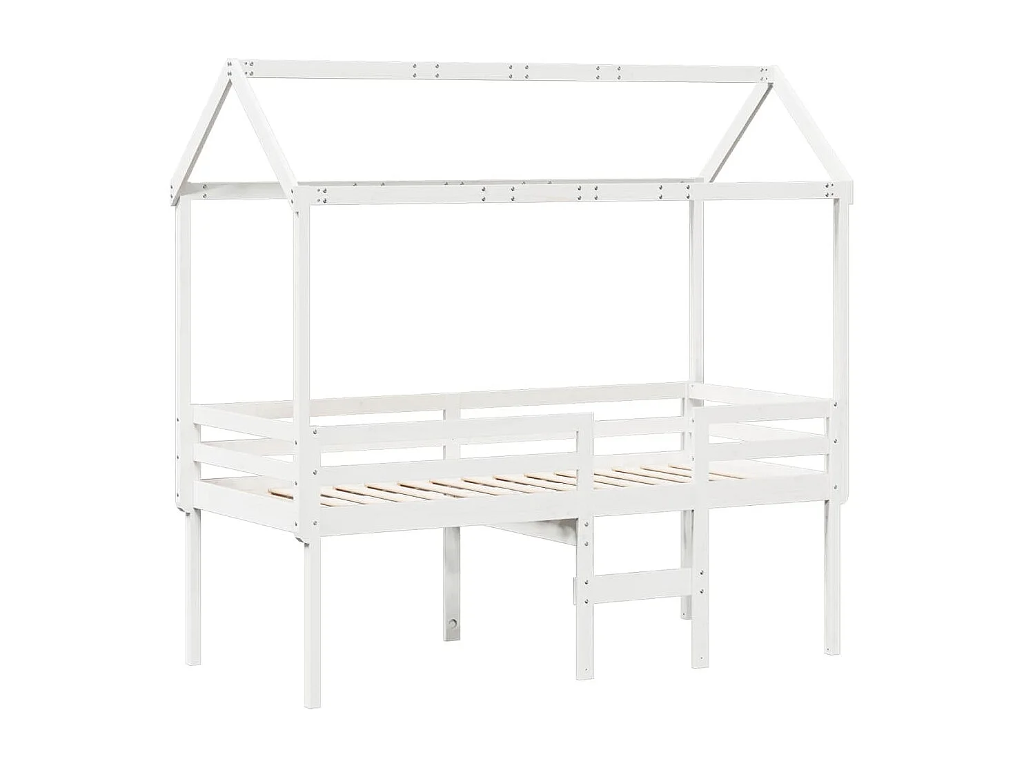 Lit haut avec toit blanc 80x200 cm bois de pin massif FR36858