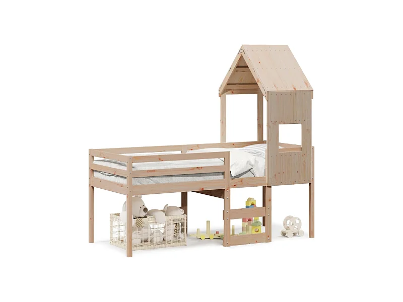 Lit haut avec toit 90x190 cm bois de pin massif FR63557