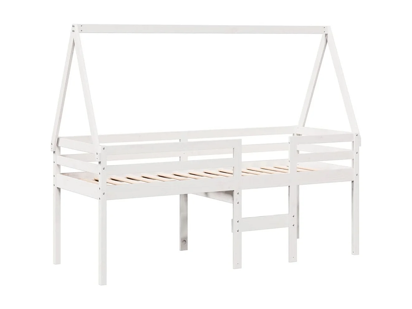 Lit haut avec toit blanc 75x190 cm bois de pin massif FR19629