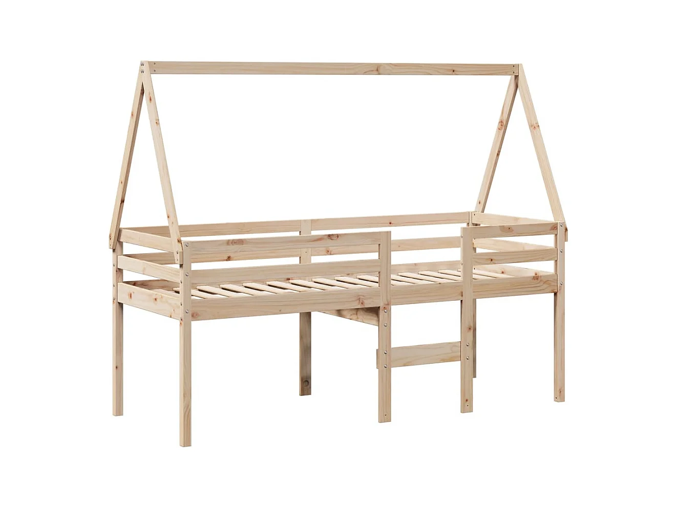 Cama alta con techo madera maciza de pino 90x200 cm ES560621