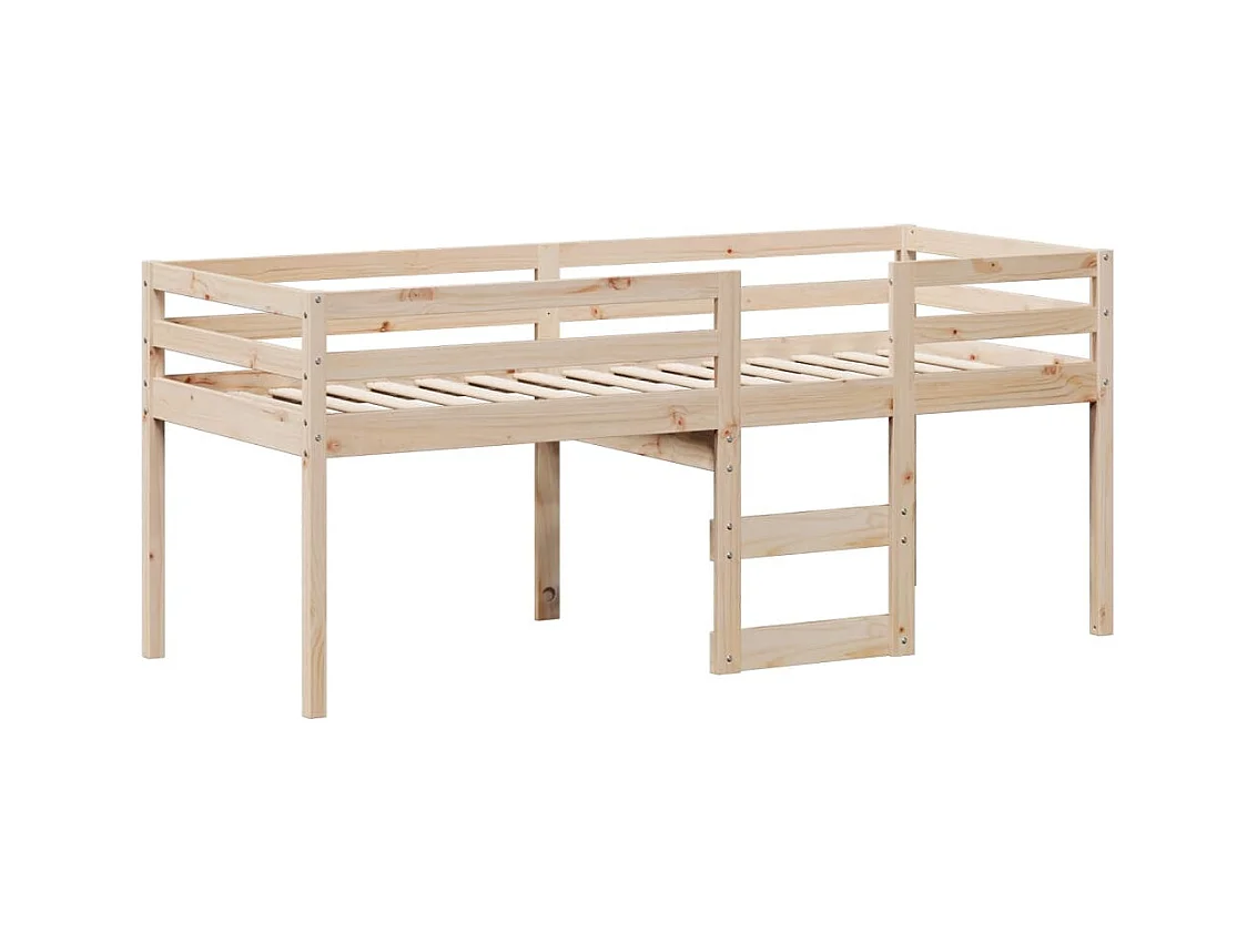 Cama alta con techo madera maciza de pino 90x200 cm ES741007