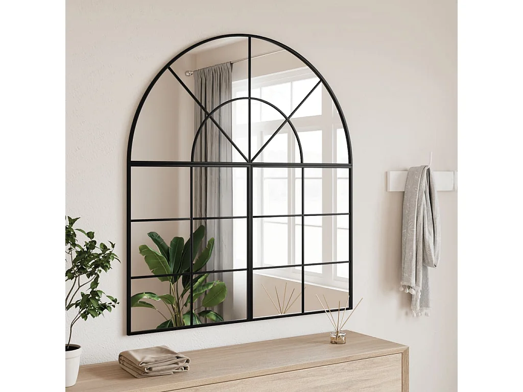 Espejo de pared arco de hierro negro 100x50 cm ES400291