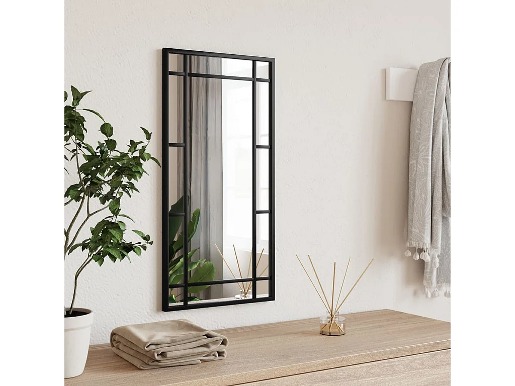 Miroir mural noir 30x60 cm rectangulaire fer FR36311