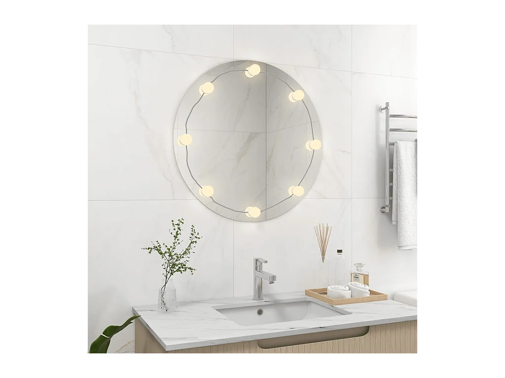 Miroir mural avec lampes LED Rond Verre FR45586
